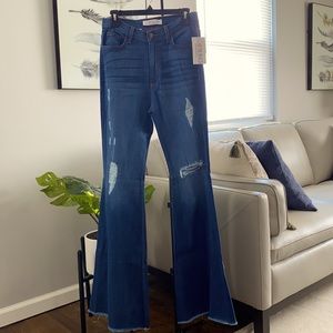 34inch inseam flare blue jeans